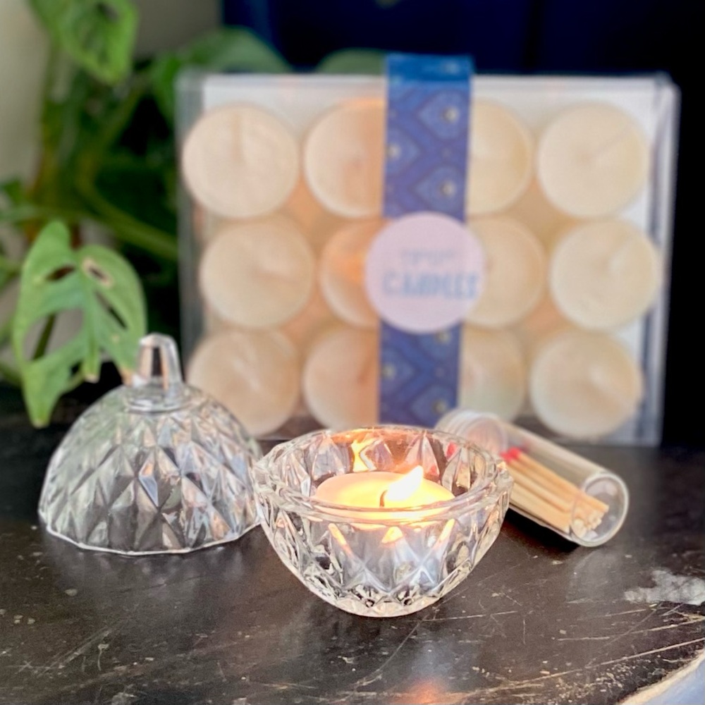 Vintage Covered Trinket Dish 12 Scented Hand Crafted Soy Candle Tealight Set